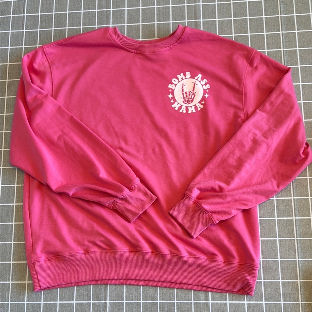 Vibrant Pink Crewneck Sweatshirt Classic Pullover